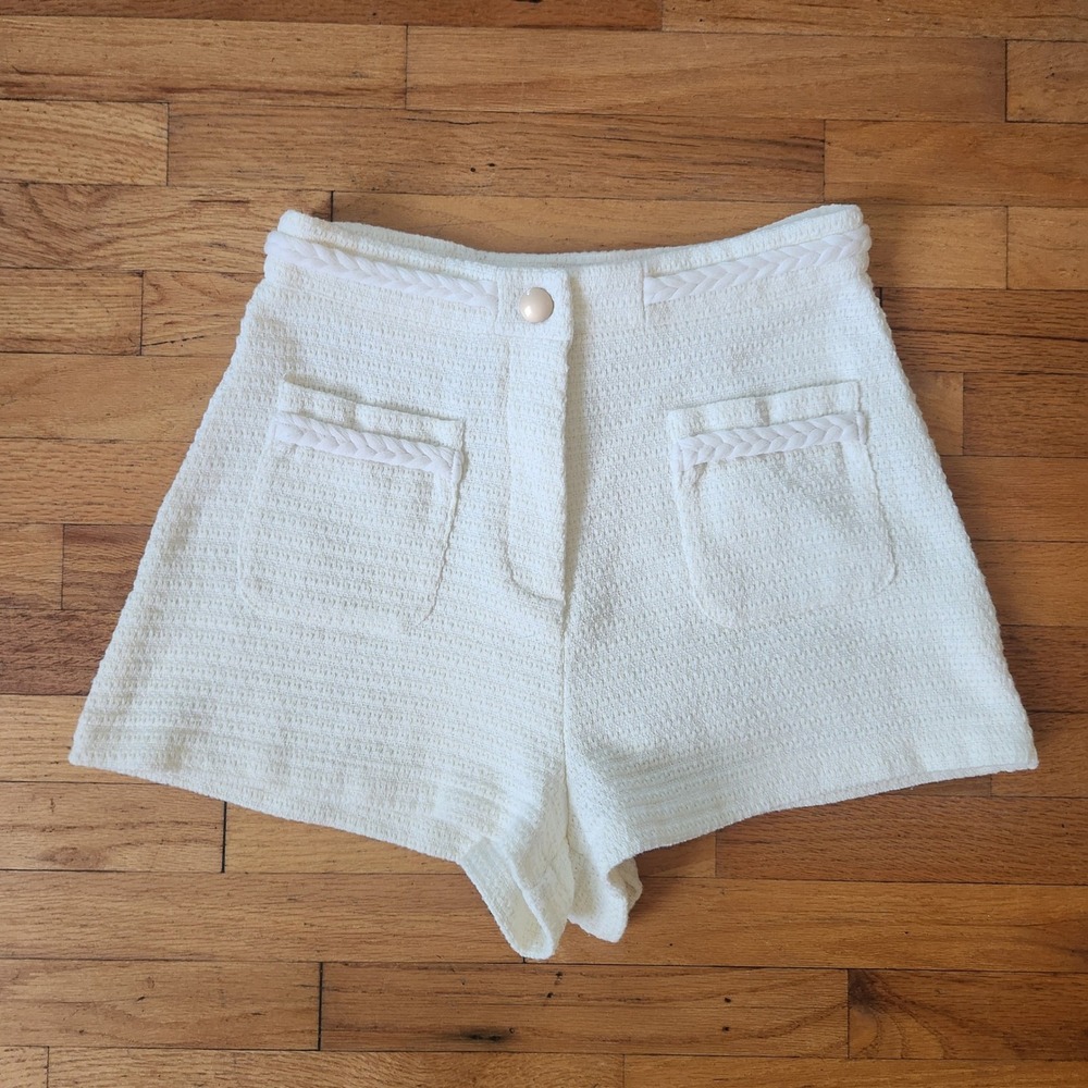 Easy Clothes Adrian High Rise Tweed Shorts Medium Ecru